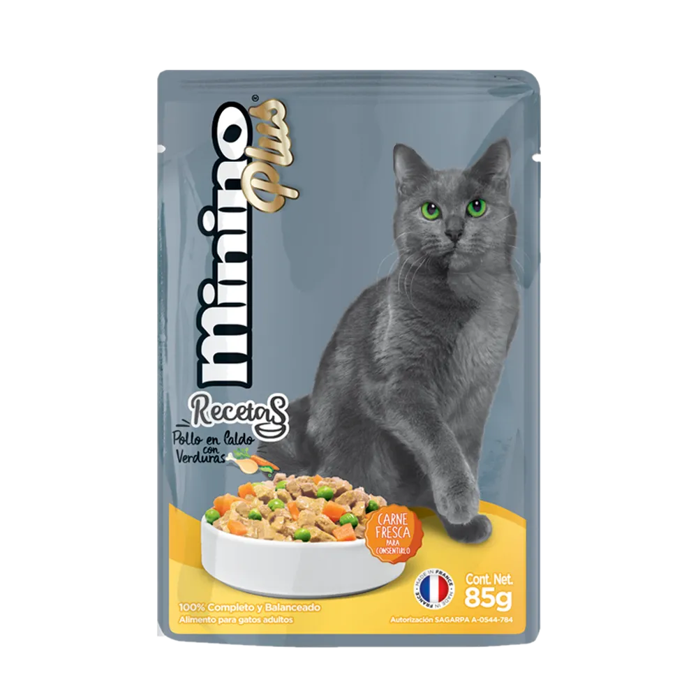 Alimento Humedo Para Gato Pollo Minino Plus 85 g