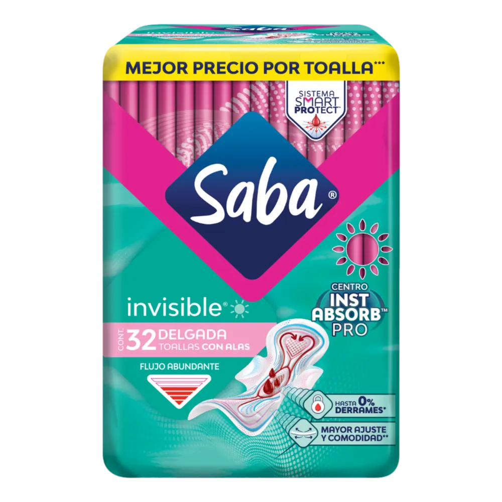 Toalla Alas Invisible Saba 32 Pza