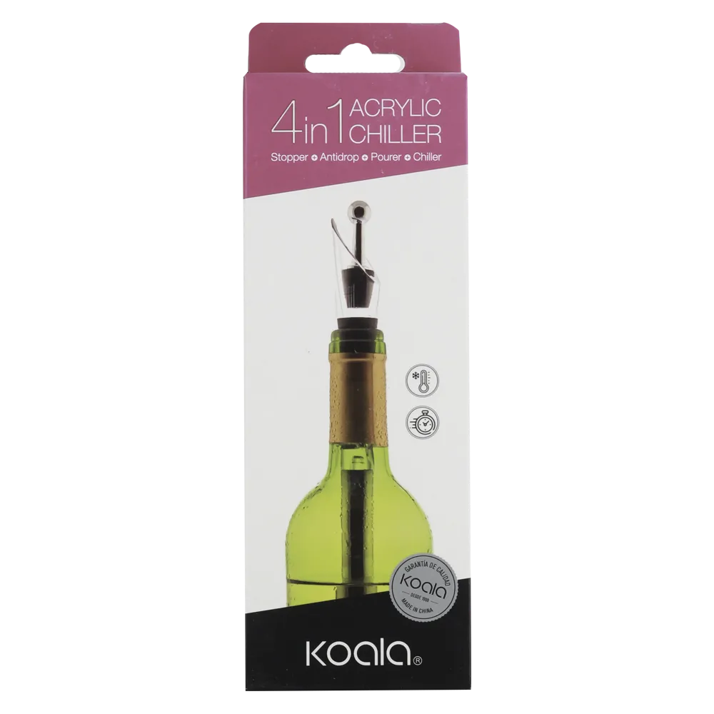 Enfriador Vertedor Y Tapon De Vino Moderno Koala 1 Pz