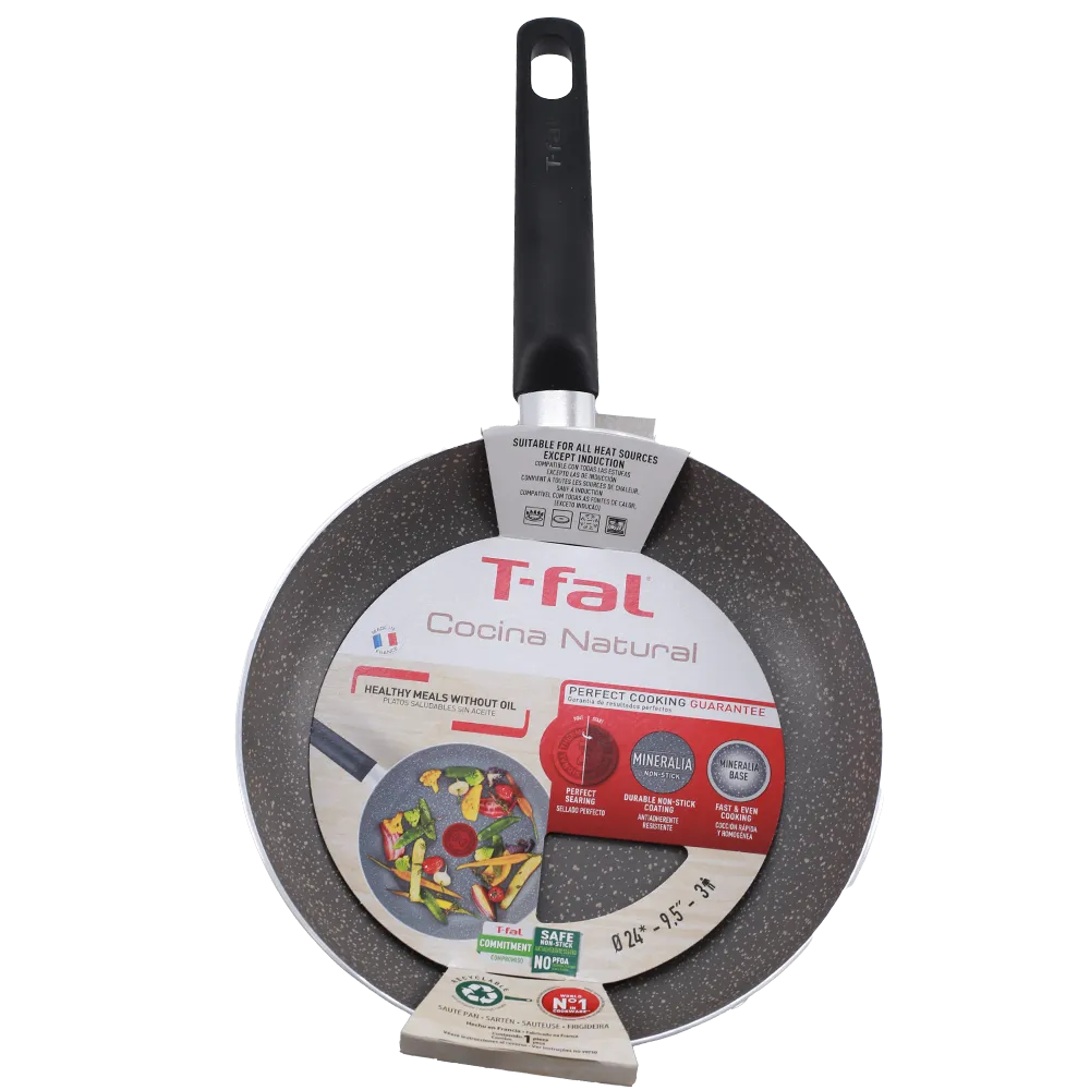 SARTEN COMUN M 24 CM HEALTHY COOK ALUMINIO NEGRO T-FAL 1 PIEZA