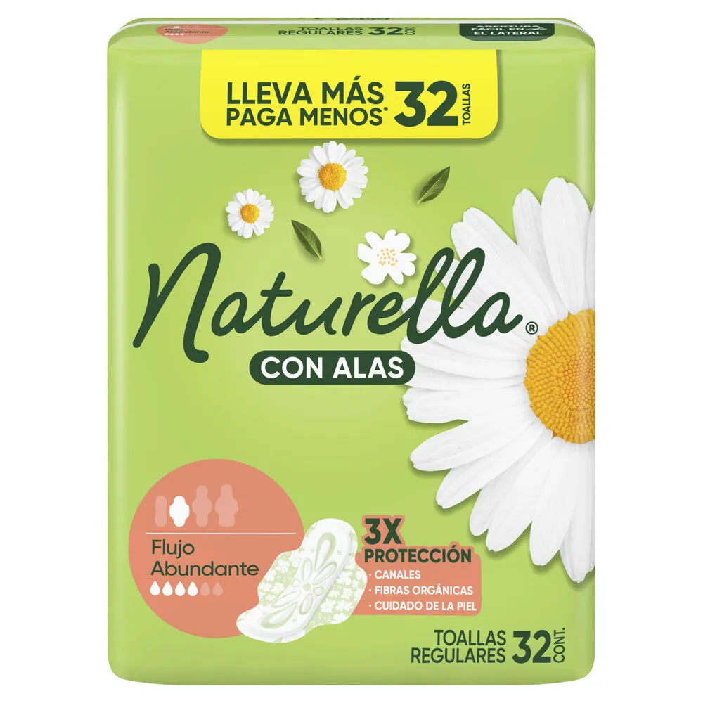 Toalla Alas Regular Manzanilla Naturella 32 Pza