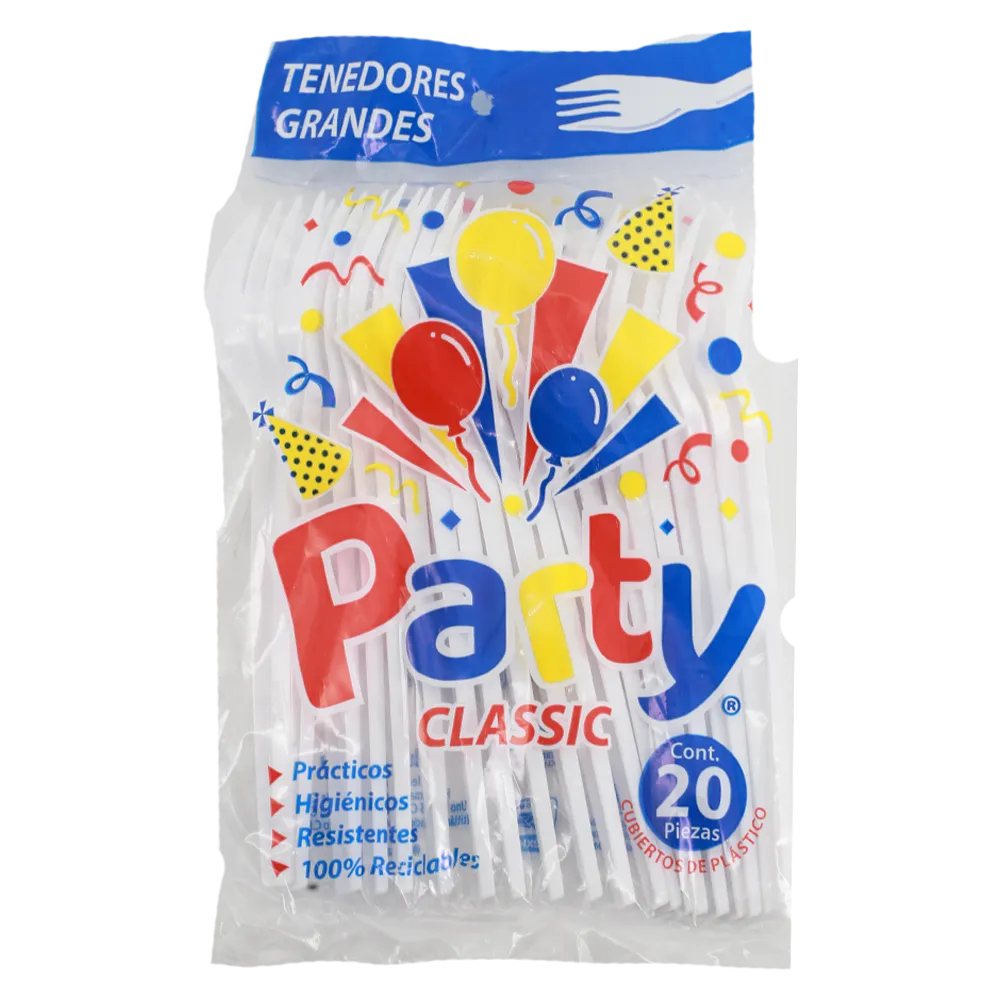 Tenedor De Plastico Grande Classic Party 20 Pza