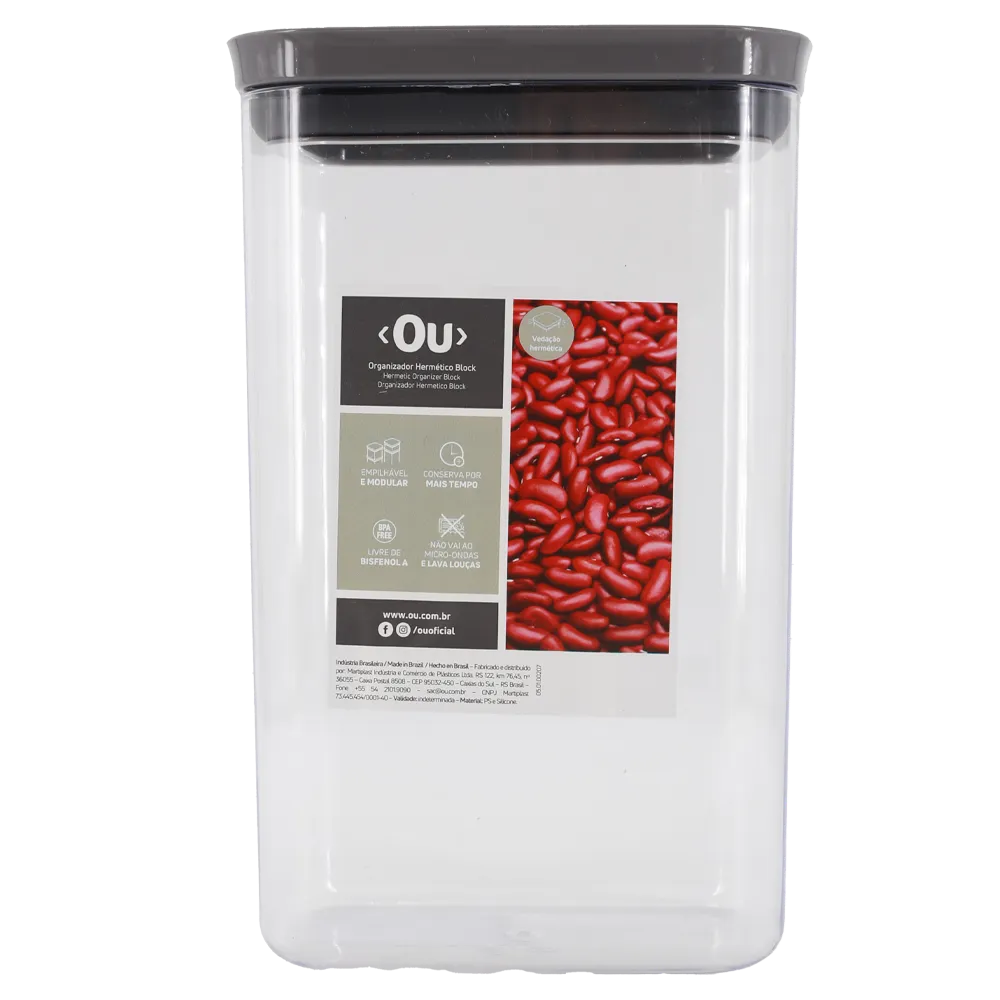 Canister Acrilico Linea Block 2300 Ml Gris Ou 1 Pza