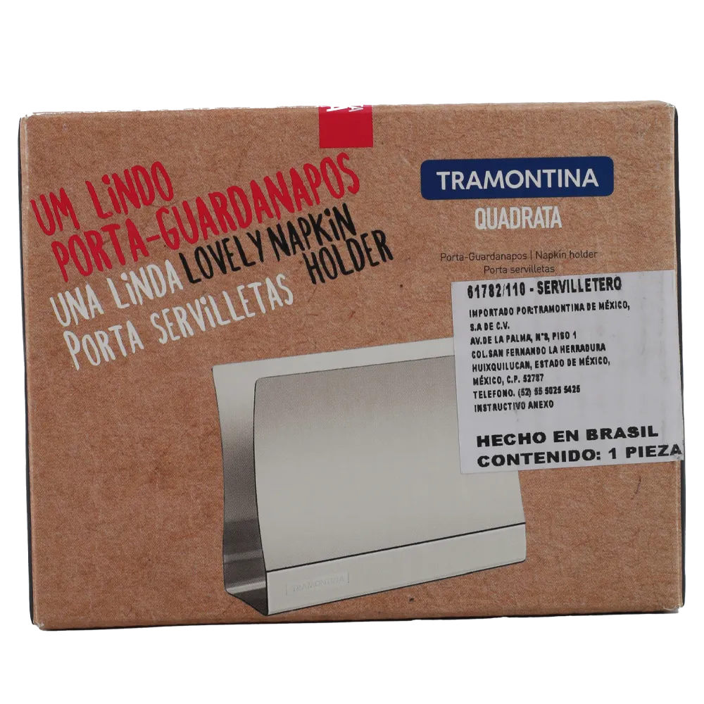 SERVILLETERO ACERO INOXIDABLE LINEA QUADRATA TRAMONTINA 1 PIEZA