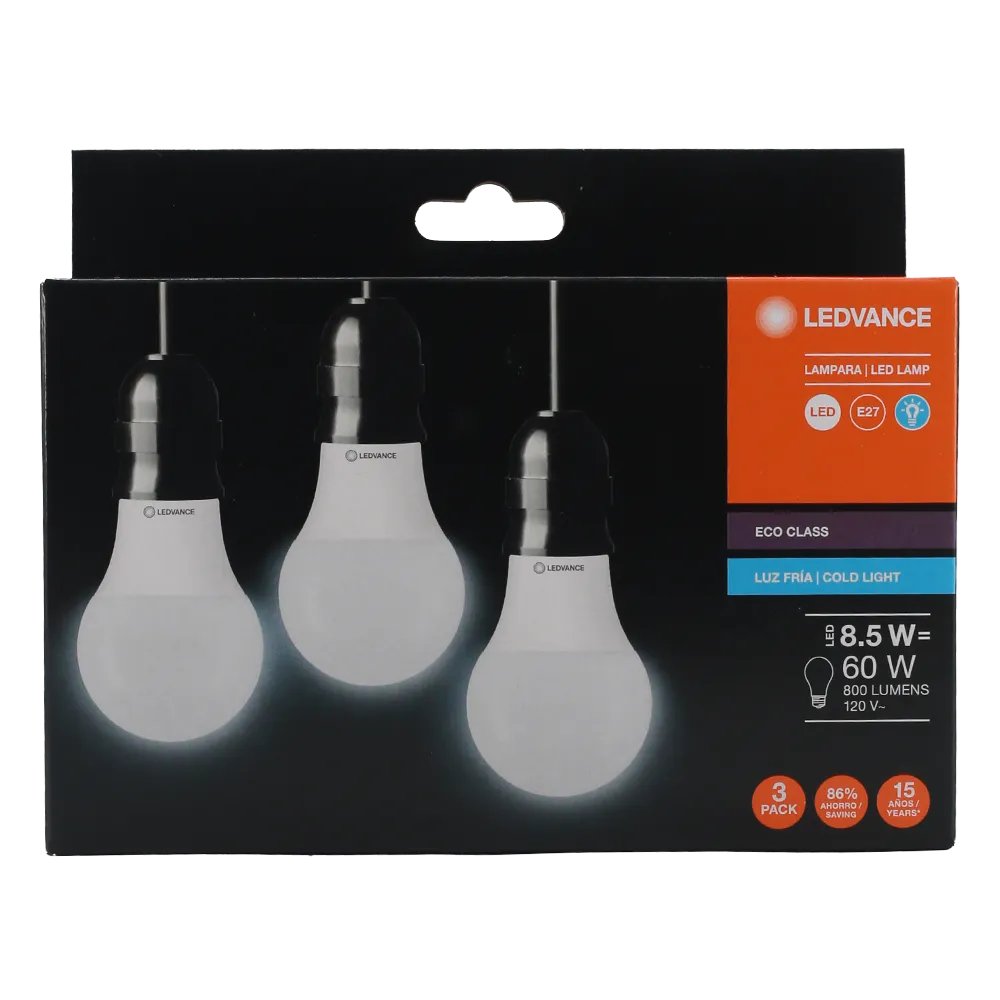 FOCO LED 8.5W LUZ FRIA 3PACK LEDVANCE 1 PIEZA
