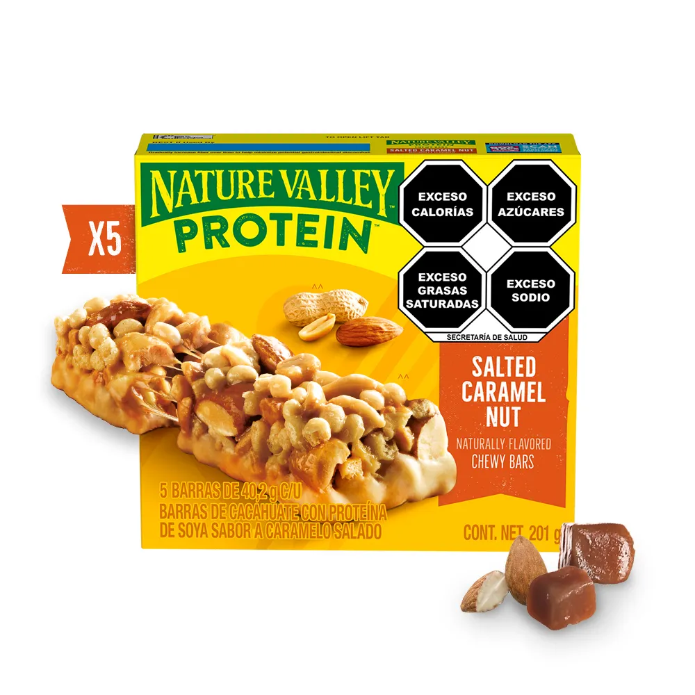 Barras De Cacahuate Con Proteina Y Caramelo Nature Valley 201 g