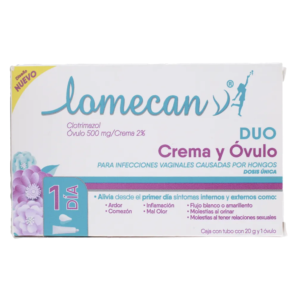 Lomecan V Duo 1 Ovulo500Mg+Crm2% Duo Lomecan 1 Pza