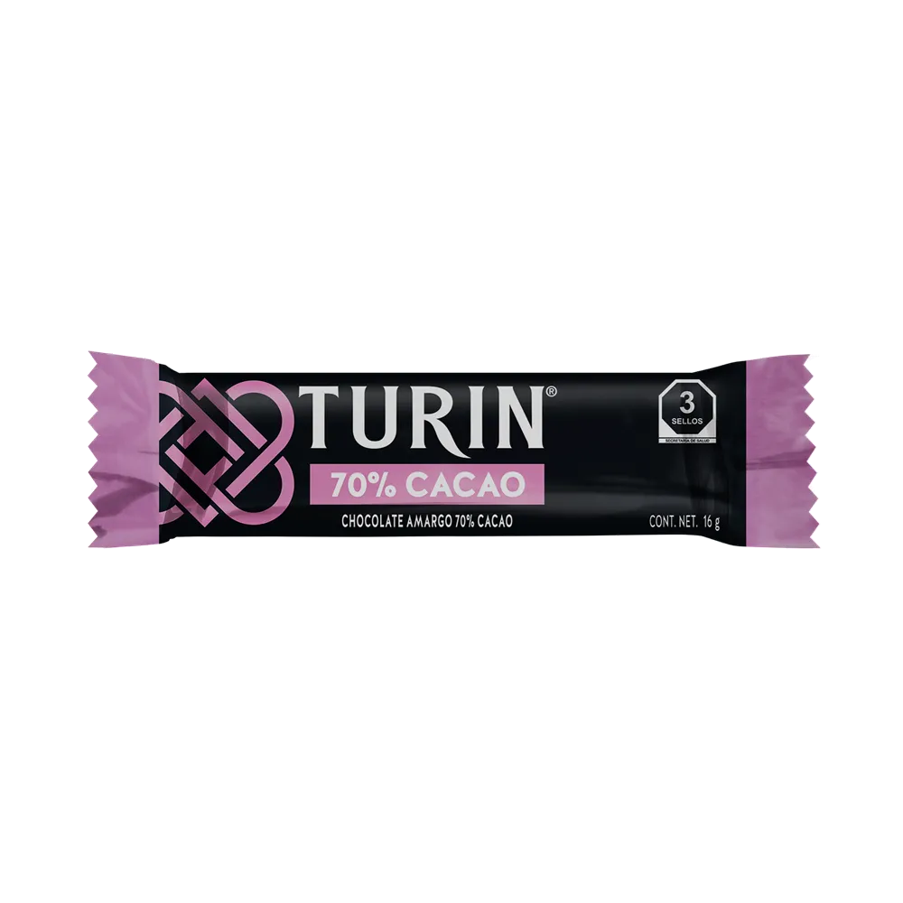 Barra Chocolate Amargo 70% Cacao Turin 16 g