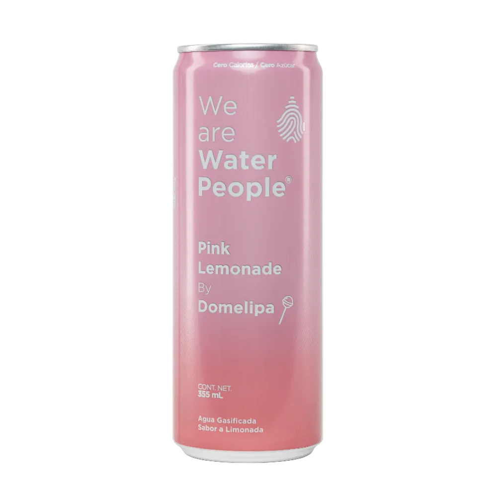 Agua De Manantial Gasificada Lata Pink Lemonade Water People 355 Ml