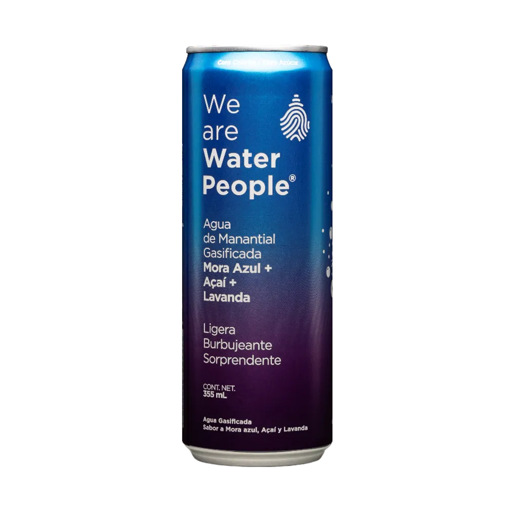 Agua De Manantial Gasificada Lata Mora Azul Water People 355 Ml