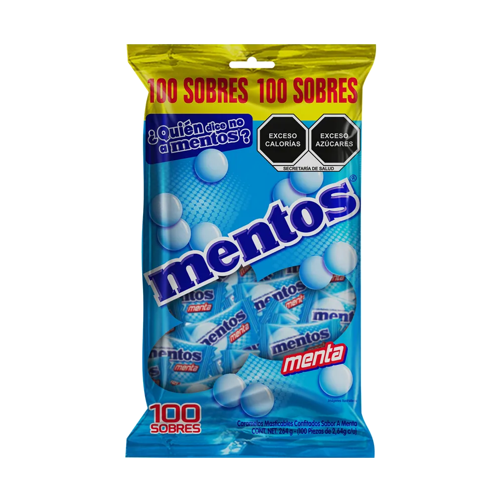 CARAMELOS MASTICABLES CONFITADOS MENTOS 264 GRAMOS