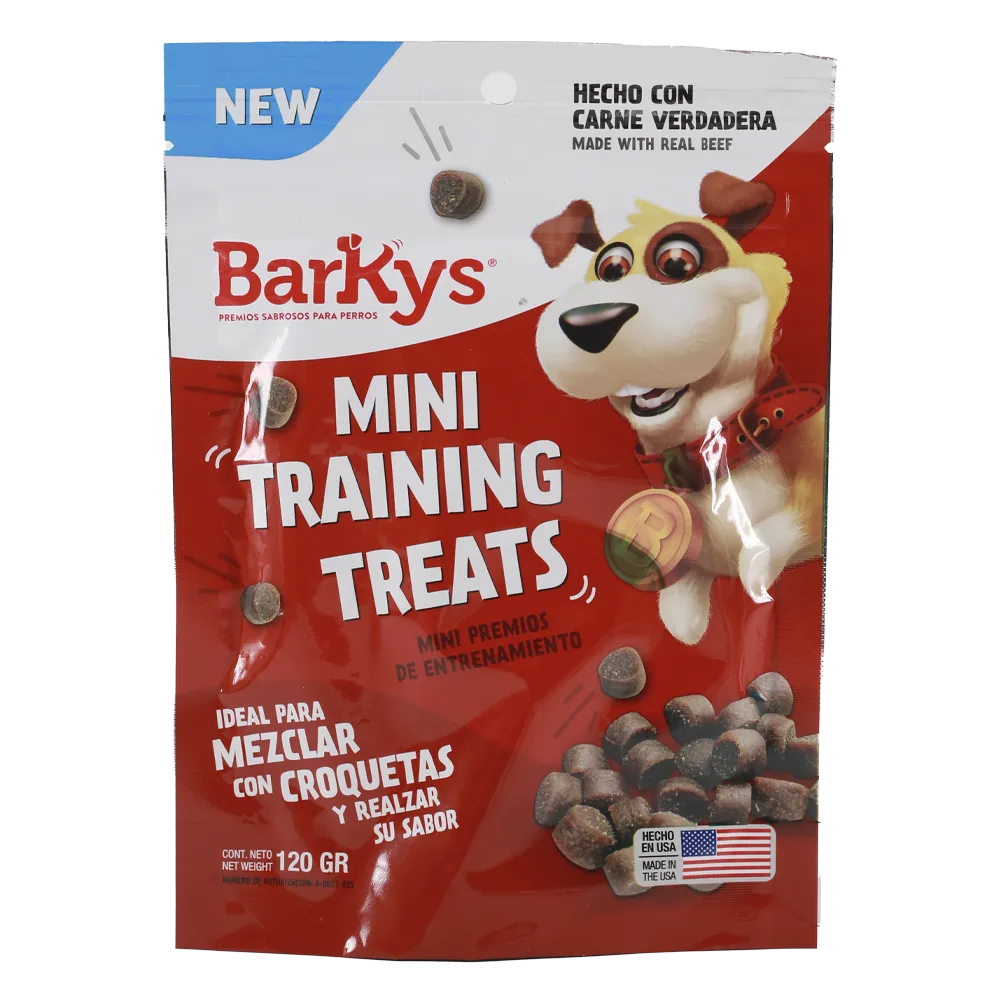 MINI TRAINING TREATS CARNE BARKYS 120 GRAMOS