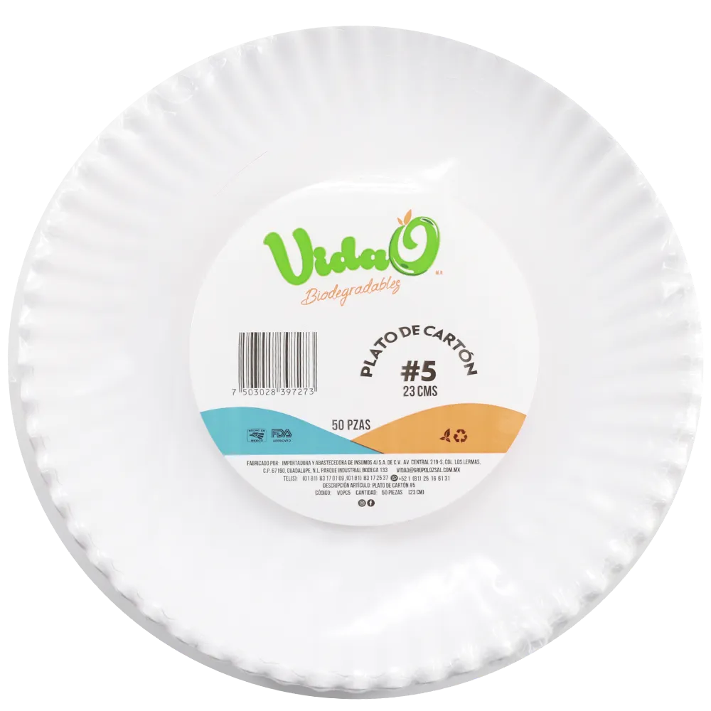 PLATO DE CARTON #5 VIDAO 50 PIEZA