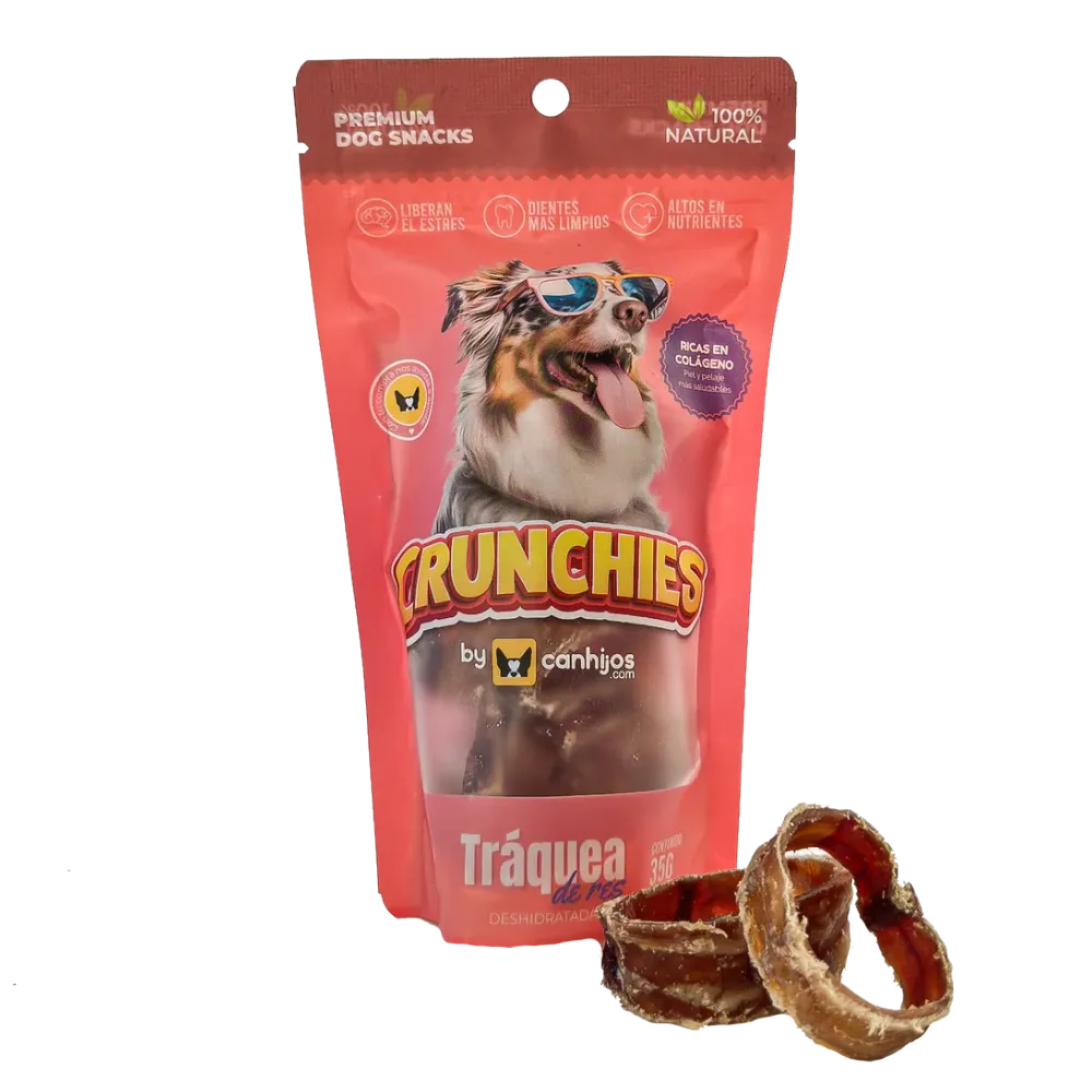 SNACKS PARA PERROS TRÁQUEA DE RES DESHI CRUNCHIES 35 GRAMOS