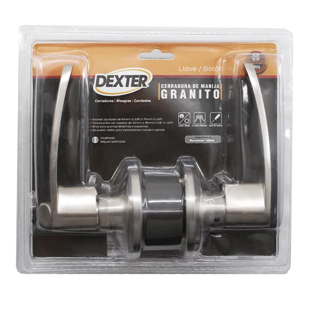 CERRADURA MANIJA GRANITO 35-45MM C/LLAVE DEXTER 1 PIEZA