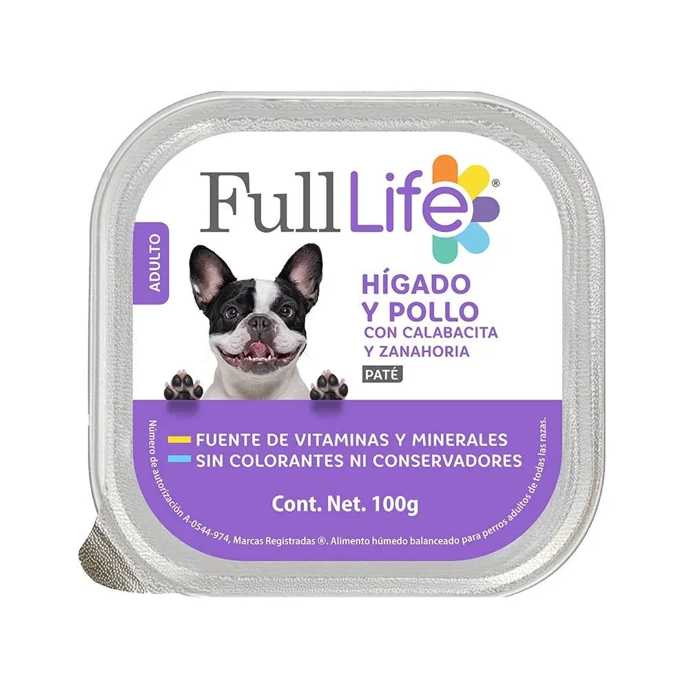 PATE P/PERRO ADULTO HIGADO Y POLLO FULL LIFE 100 GRAMOS