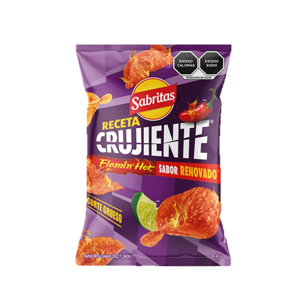 RECETA CRUJIENTE PAPAS FLAMIN HOT SABRITAS 160 GRAMOS
