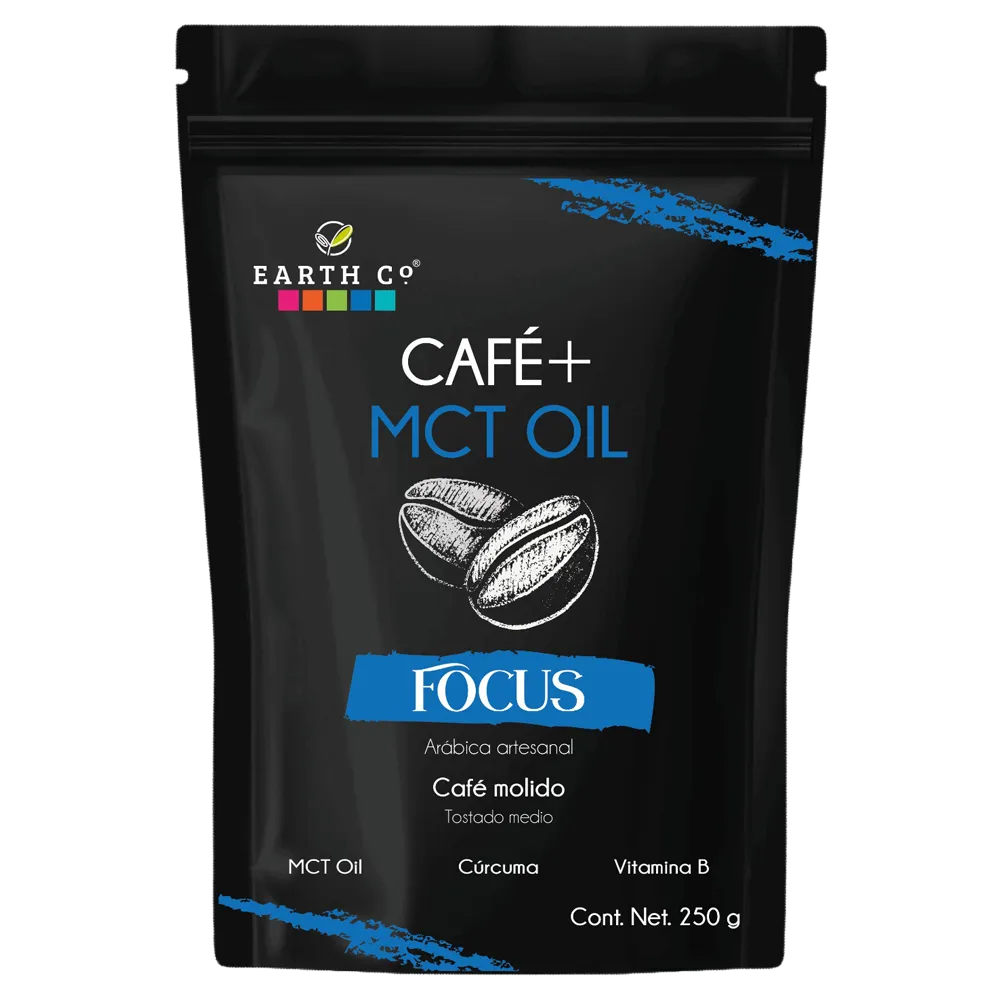 CAFE MOLIDO FOCUS CON MCT CURCUMA Y VITAMINAS EARTH CO 250 GRAMOS