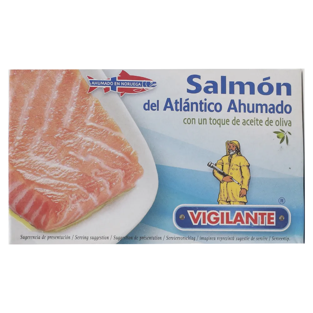 SALMON DEL ATLANTICO AHUMADO CON ACEITE DE OLIVA VIGILANTE 90 GRAMOS