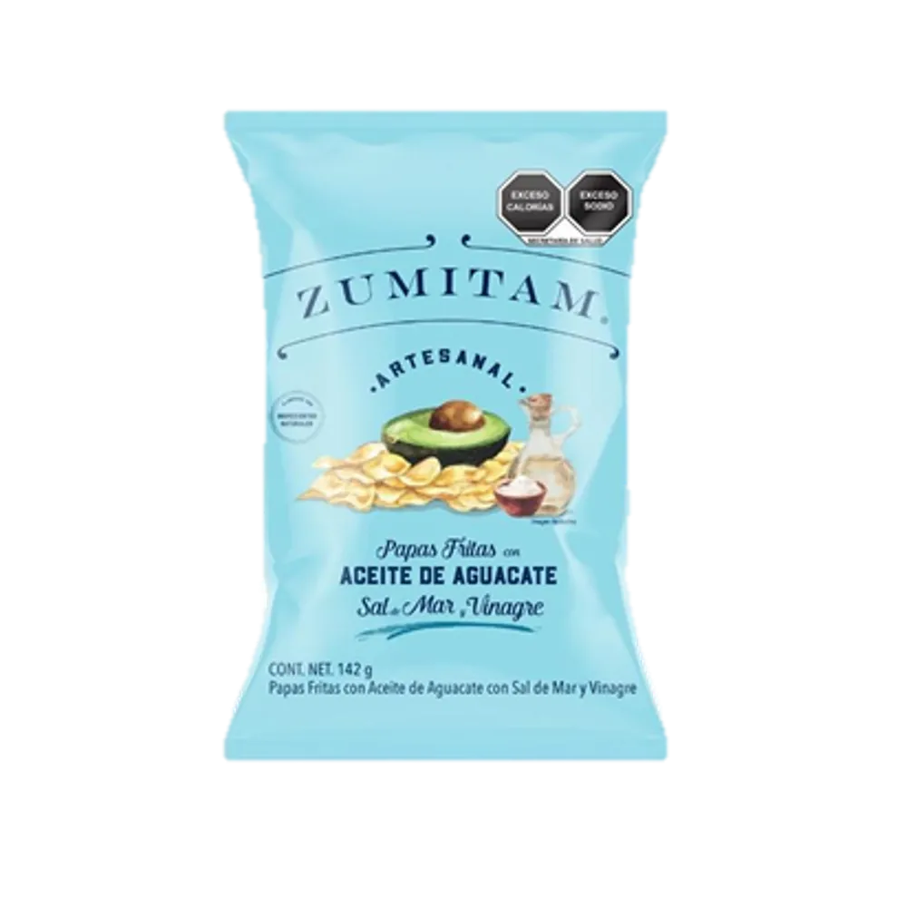 PAPA ARTESANAL SAL DE MAR Y VINAGRE ACEITE DE AGUACATE ZUMITAM 142 GRAMOS