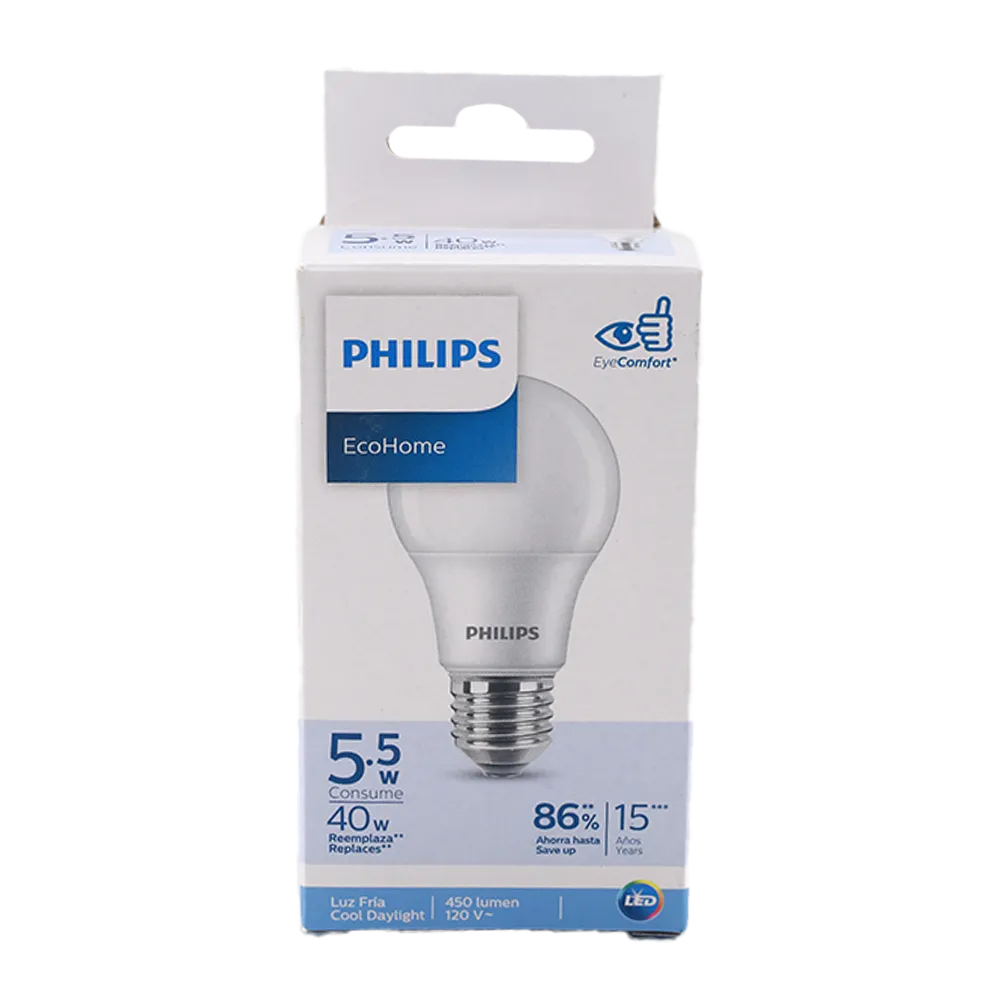 FOCO LED ECOHOME LUZ CALIDA 5.5W PHILIPS LED 1 PIEZA