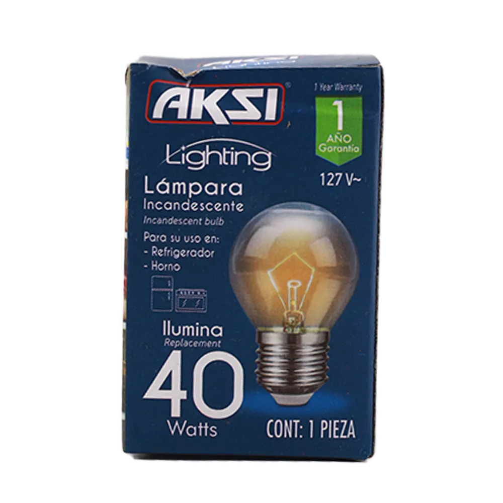 FOCO INCANDESCENTE PARA REFRIGERADOR 40W AKSI 1 PIEZA
