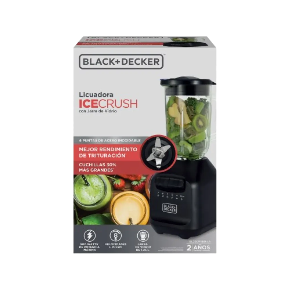 LICUADORA CON JARRA DE VIDRIO NEGRO BLACK+DECKER 1 PIEZA