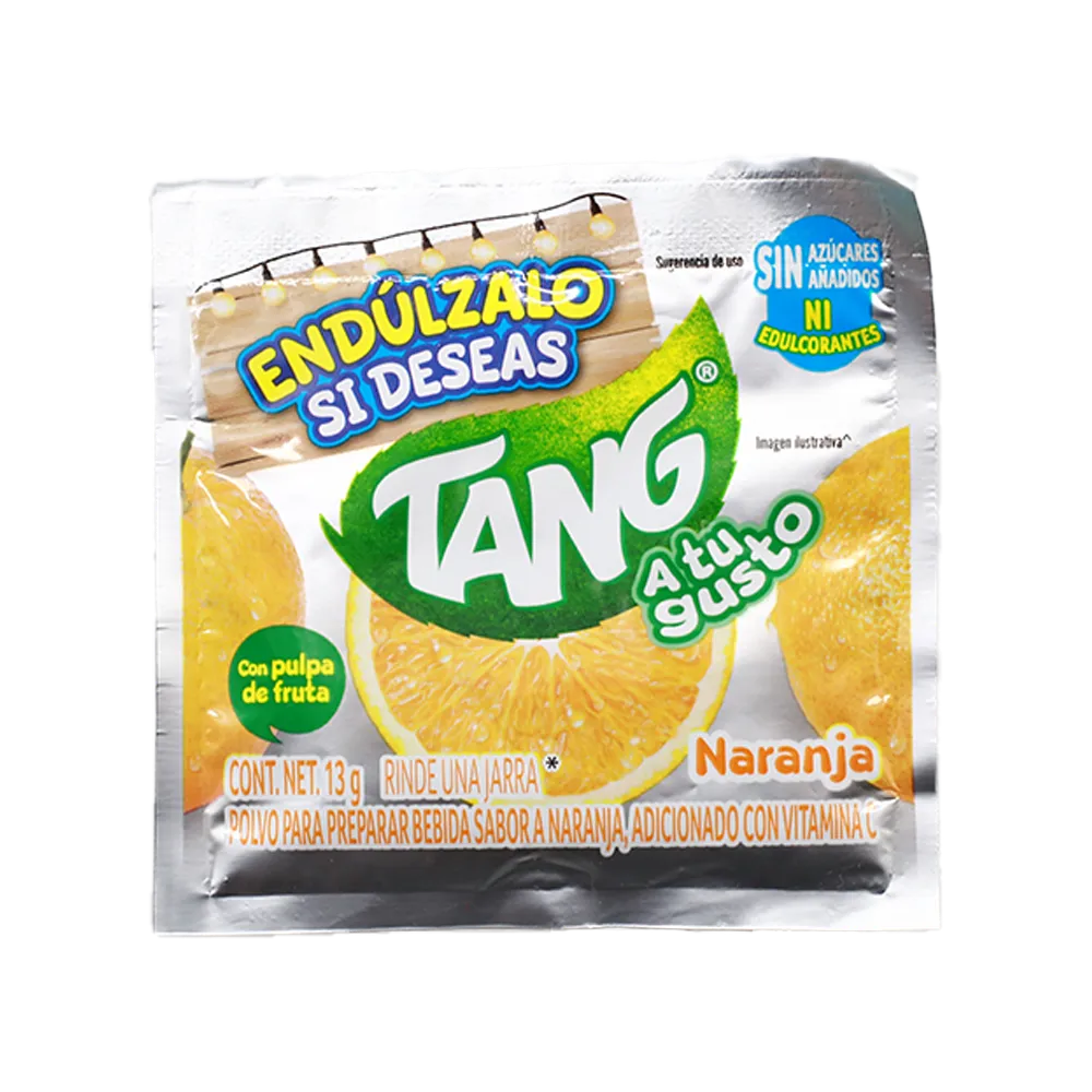 BEBIDA EN POLVO NARANJA TANG A TU GUSTO 13 GRAMOS