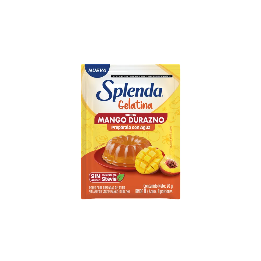 GELATINA MANGO DURAZNO SPLENDA 20 GRAMOS