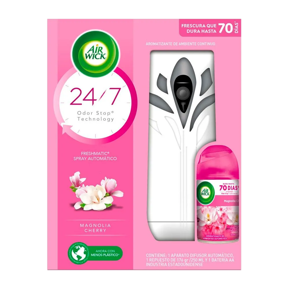 Difusor Automatico + Repuesto 250 Ml Magnolia & Cherry Airwick 2 Pza